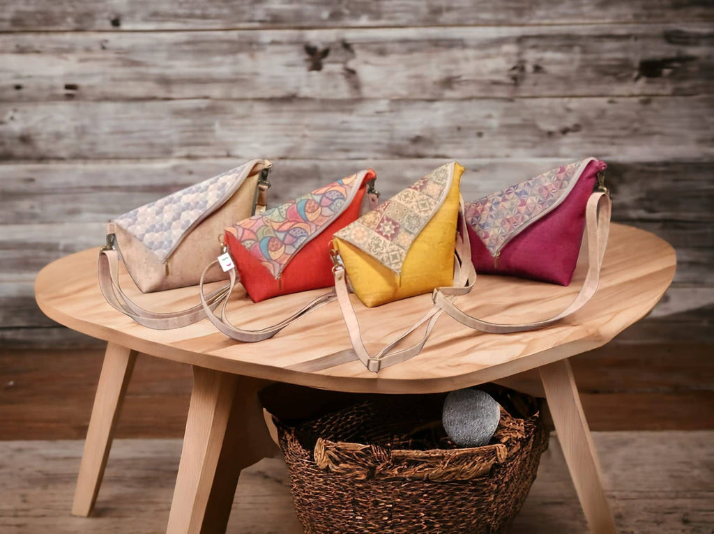 Diagonally folded cork bag