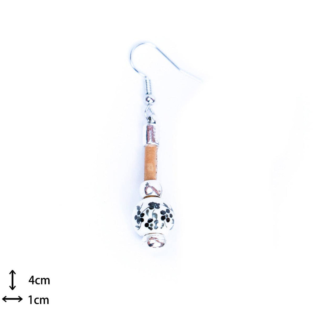Ceramic beads & Cork handmade earrings