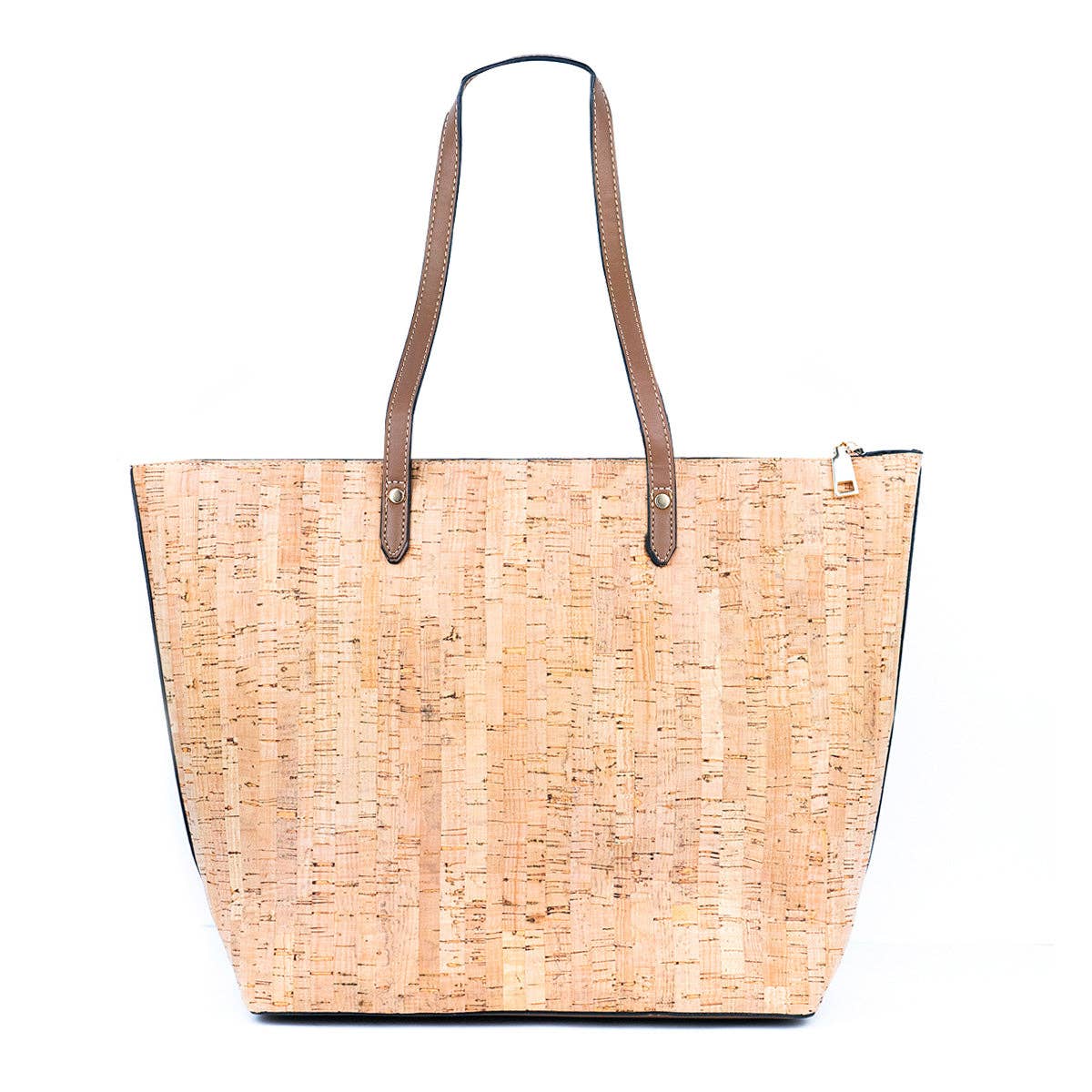 Cork and Cut-Out Printed Cork Tote Bag with PU Handles