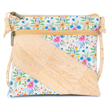 Diagonal Patch Cork Crossbody Bag