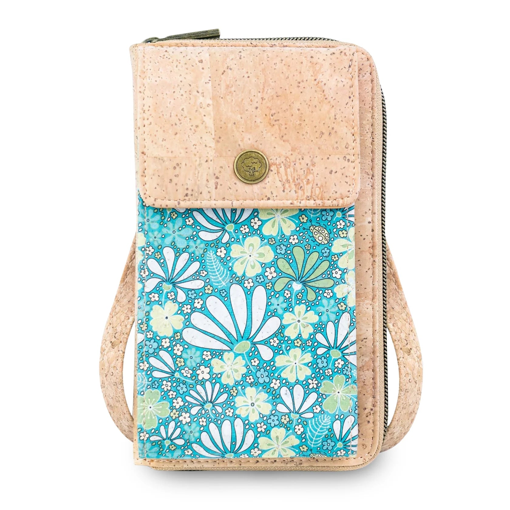 Cork Phone Crossbody Wallet – Floral Print