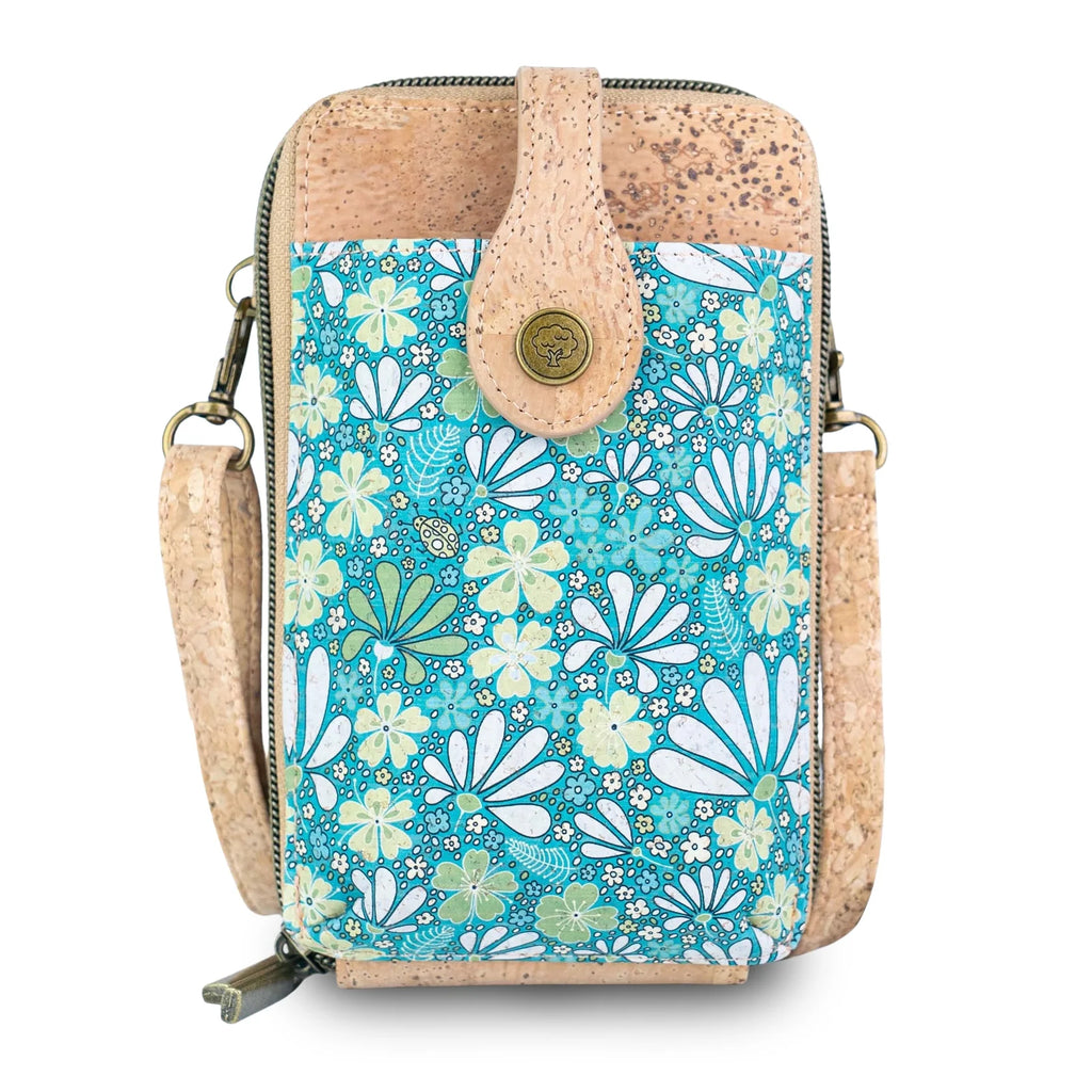 Cork Double Zip Phone Crossbody bag – Floral Print