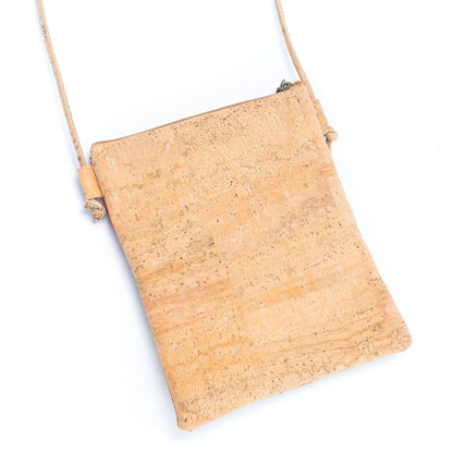 Pattern stitching cork zipper crossbody bag