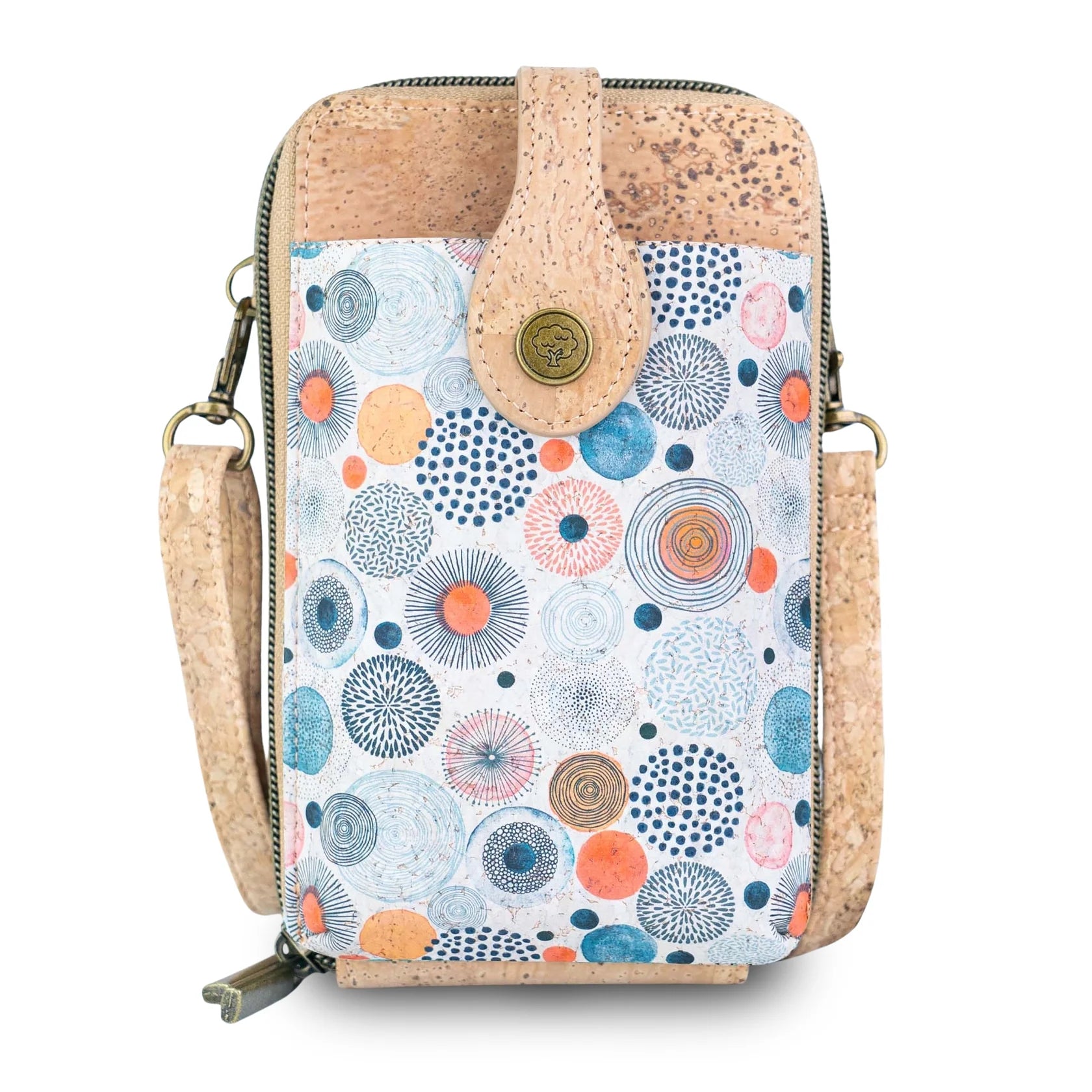 Cork Double Zip Phone Crossbody bag – Floral Print