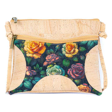 Butterfly & Floral Print Cork Crossbody Bag