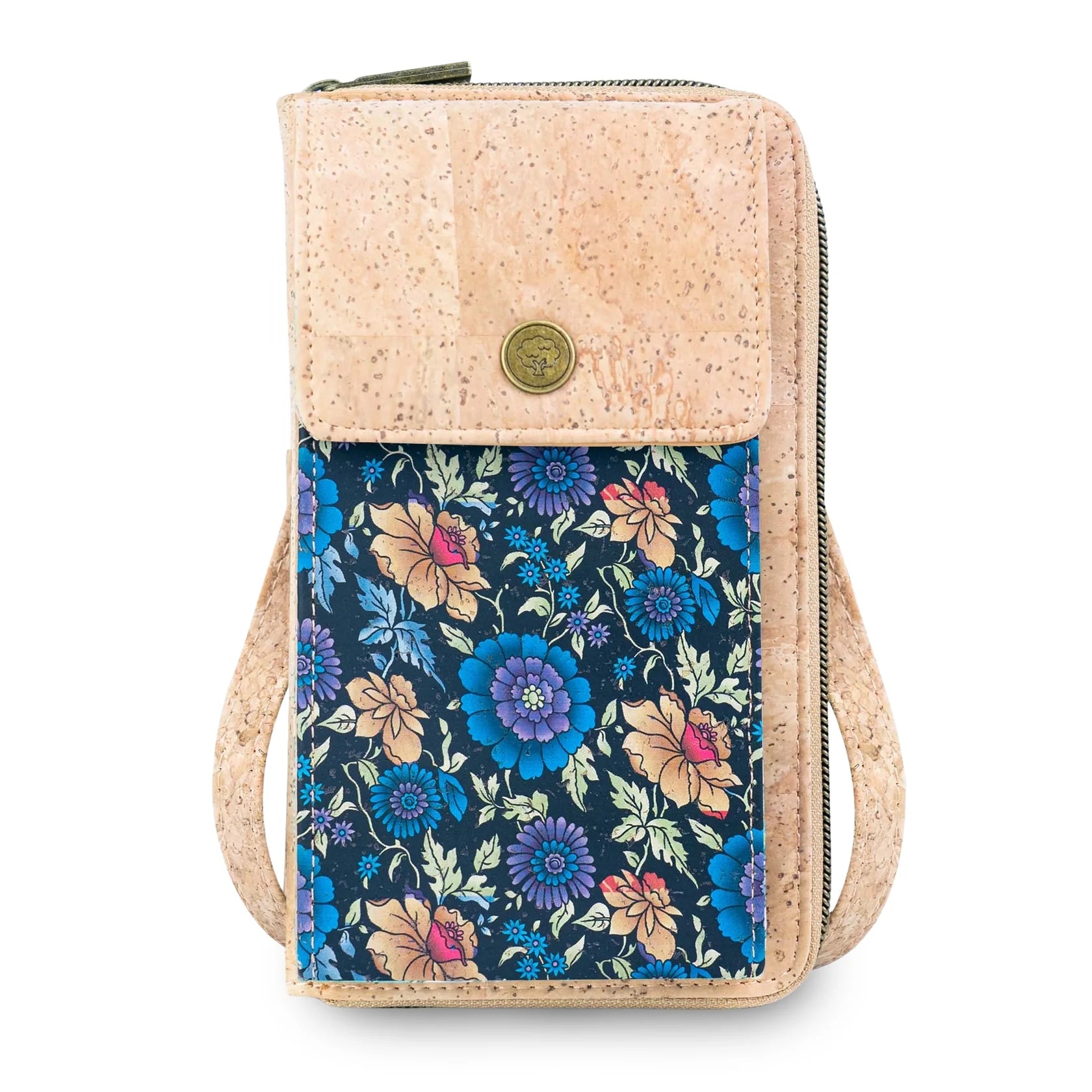 Cork Phone Crossbody Wallet – Floral Print