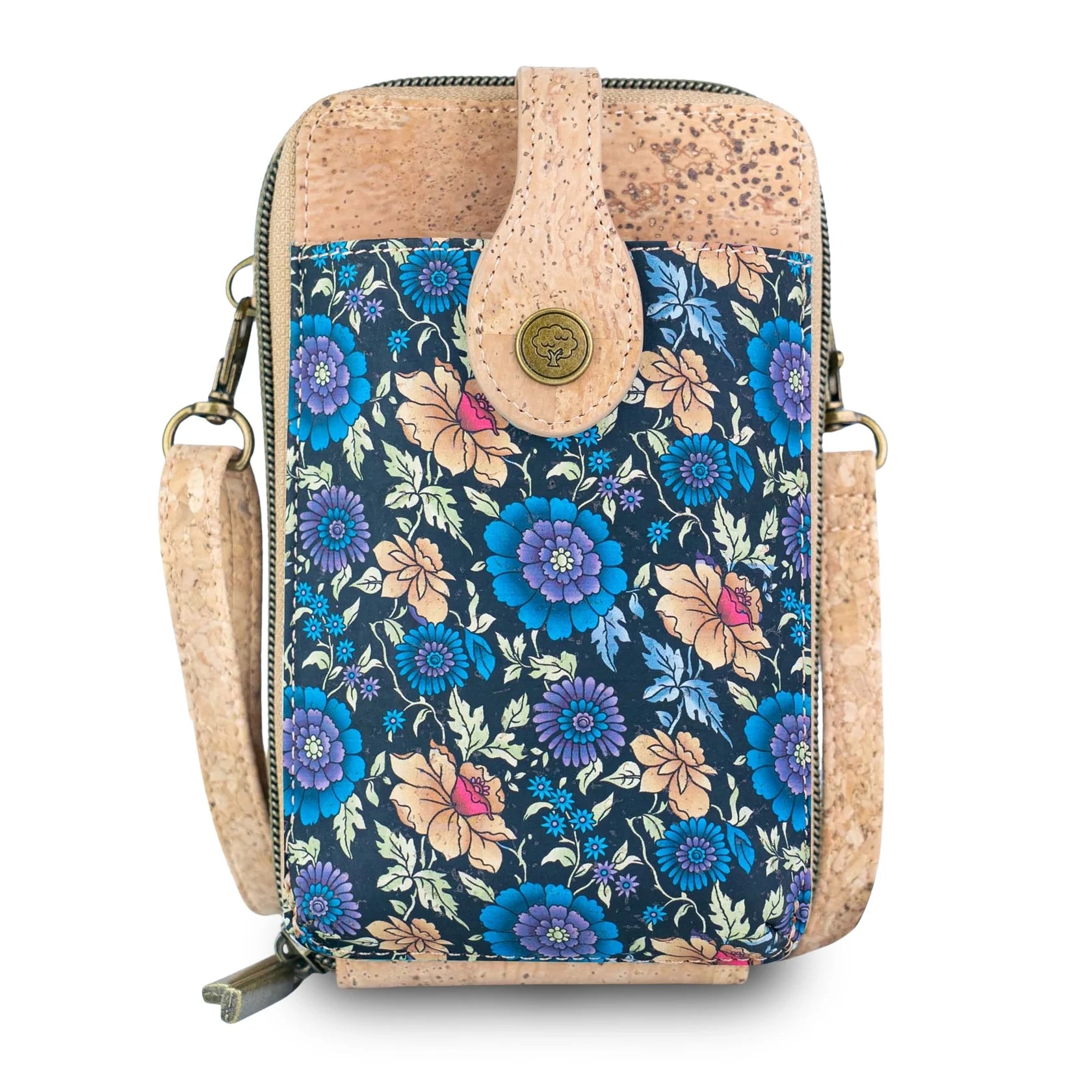 Cork Double Zip Phone Crossbody bag – Floral Print