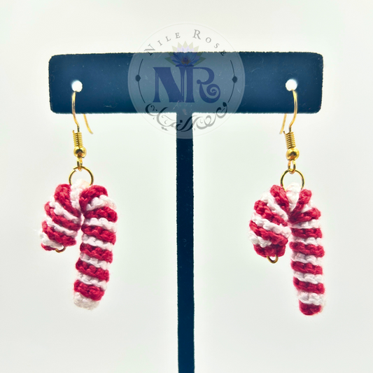 Candy Cane Crochet Earrings