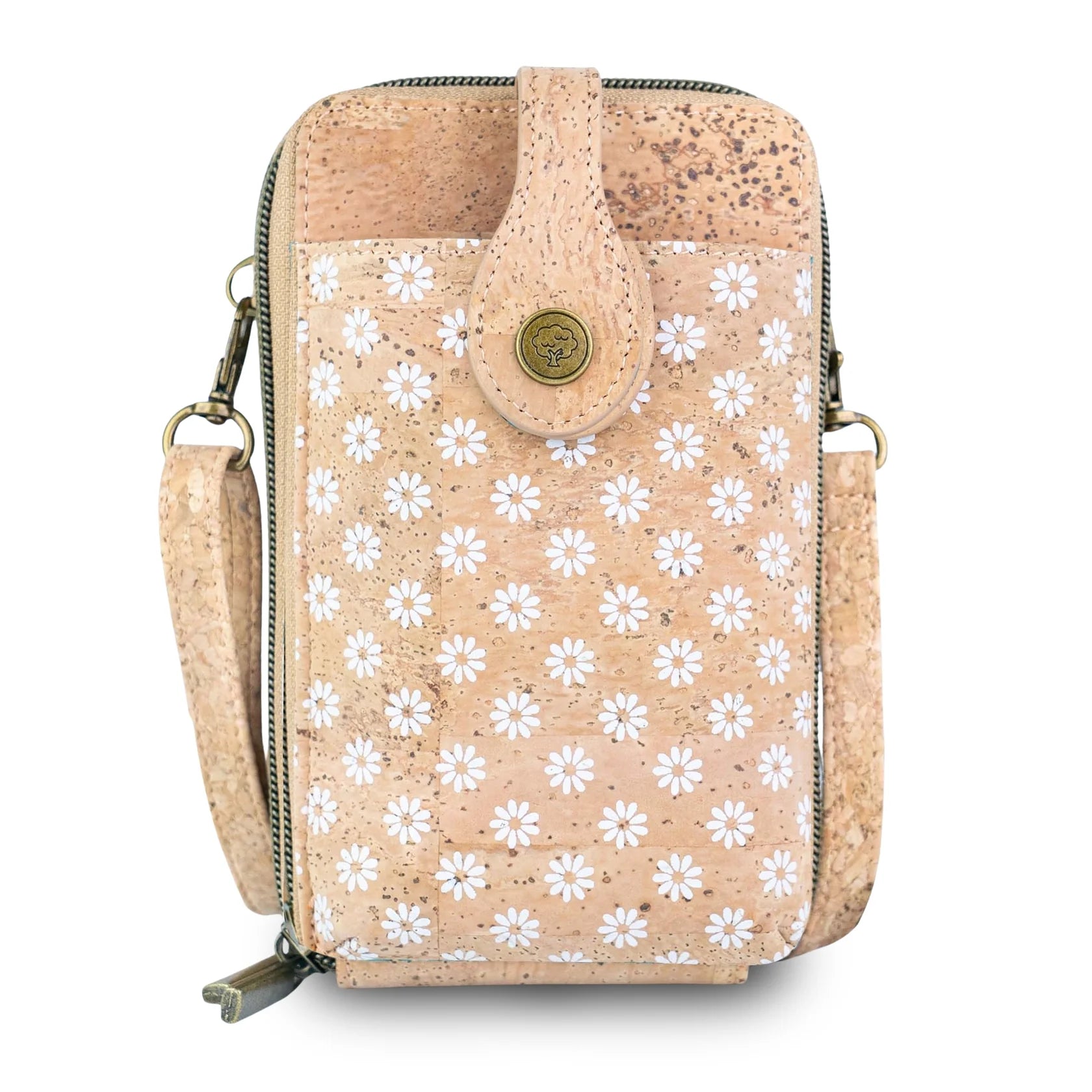 Cork Double Zip Phone Crossbody bag – Floral Print