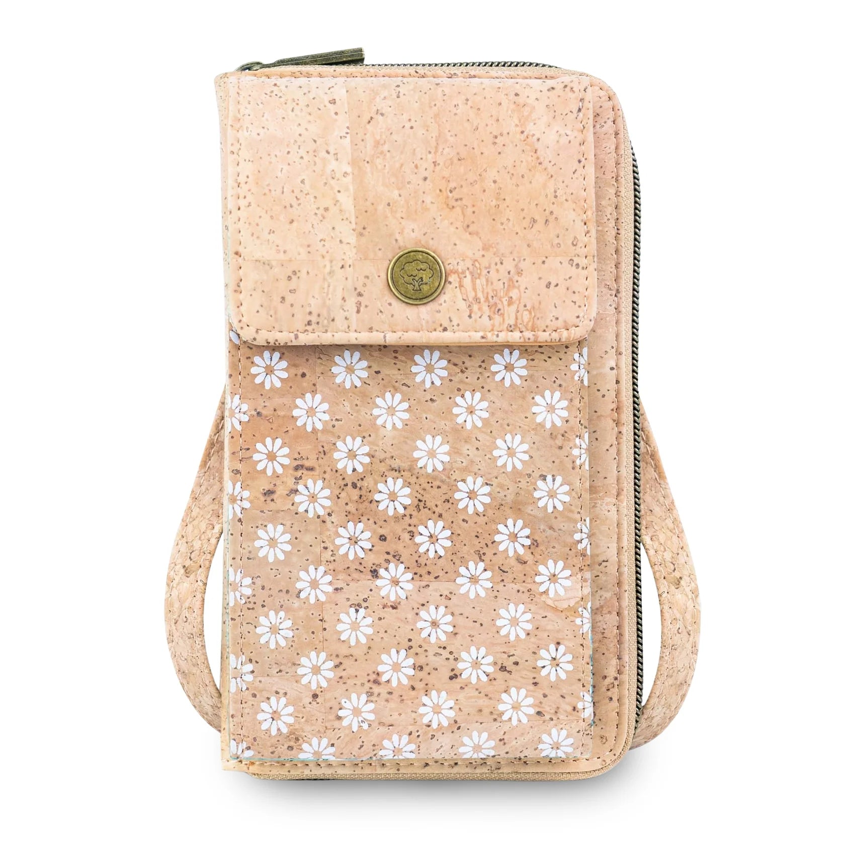 Cork Phone Crossbody Wallet – Floral Print