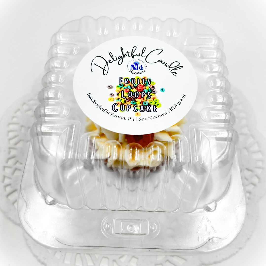 Delightful Fruity Loops Cupcake Candle