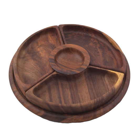 Snack Round Platter w/ sauce bowl - Nile Rose woodcraft