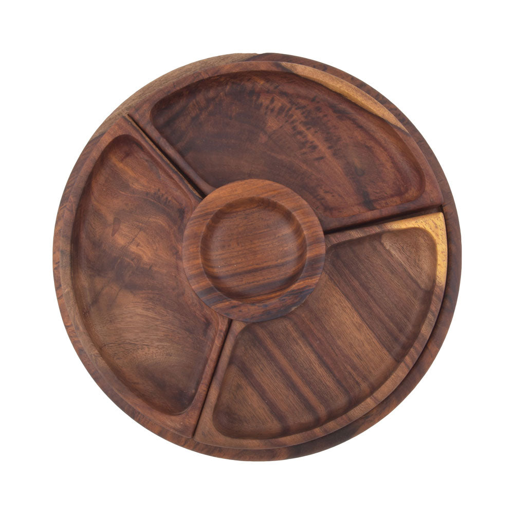 Snack Round Platter w/ sauce bowl - Nile Rose woodcraft