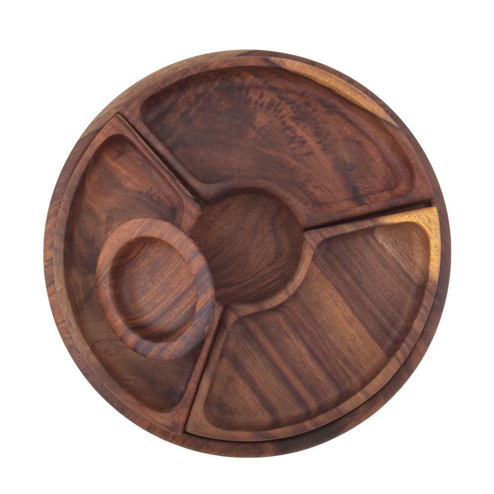 Snack Round Platter w/ sauce bowl - Nile Rose woodcraft