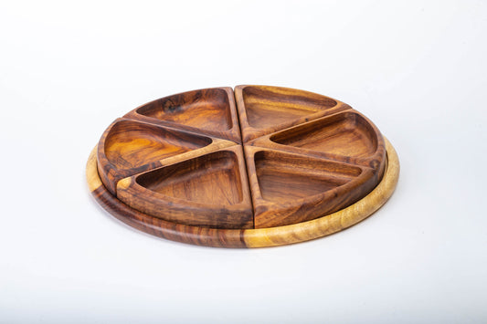 Snack Round divided Platter - Nile Rose woodcraft