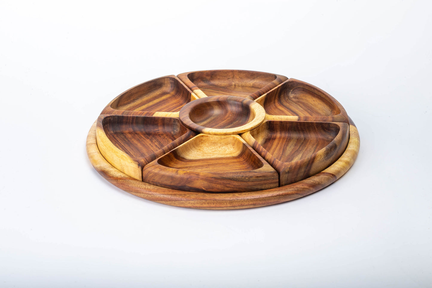Snack Round Platter w/ sauce bowl - Nile Rose woodcraft