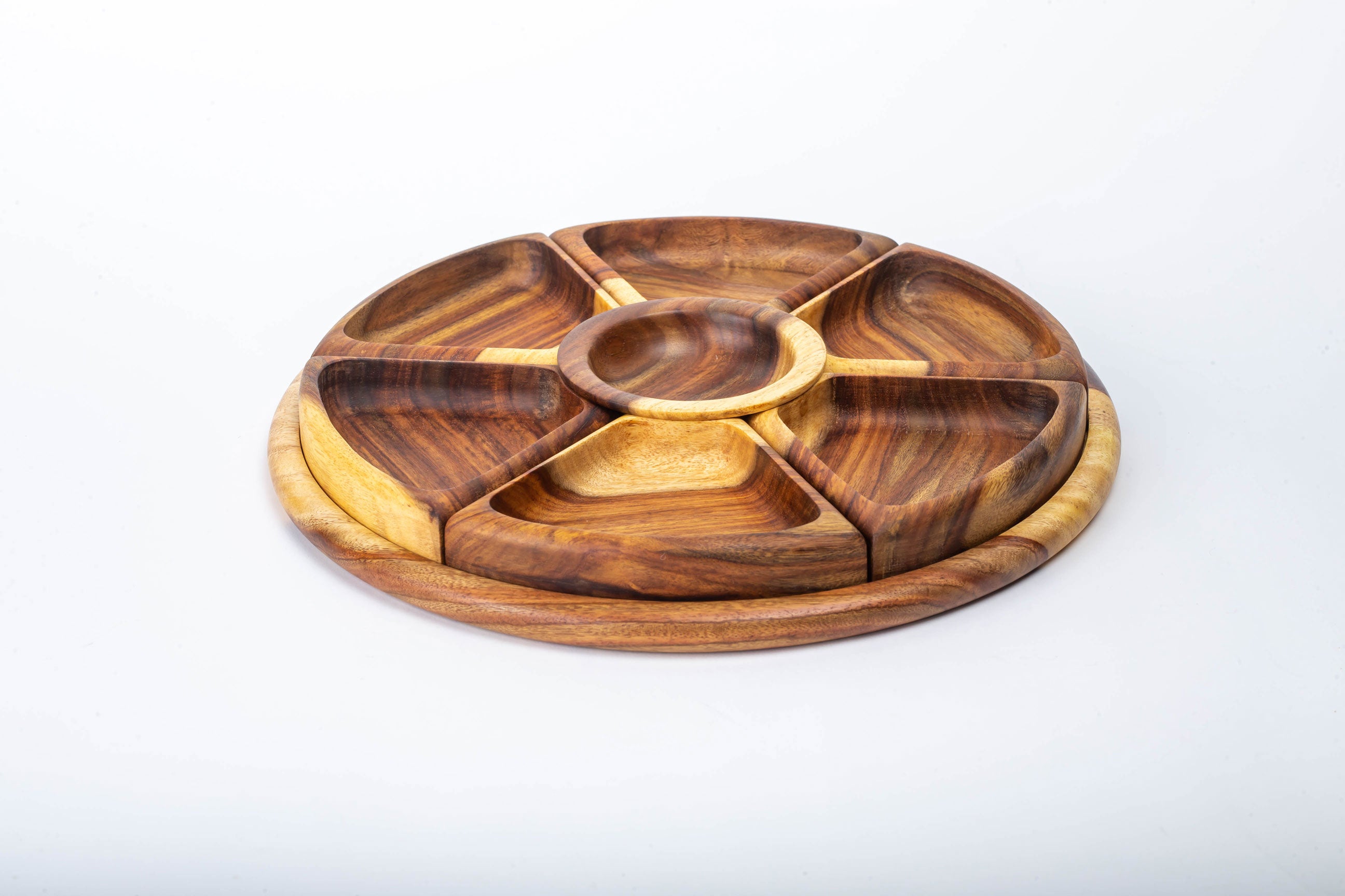 Snack Round Platter w/ sauce bowl - Nile Rose woodcraft