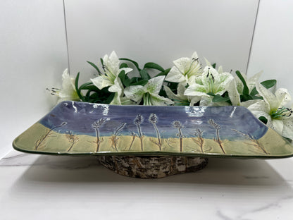 Rectangle Tray w/Lavender handmade pottery