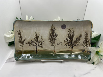 Rectangle Tray w/Branches handmade pottery
