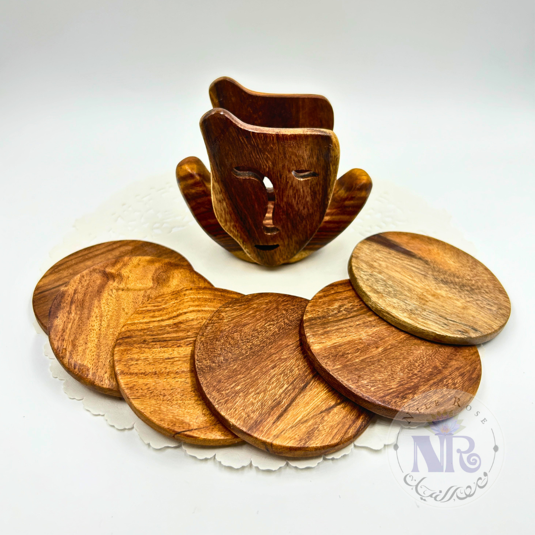 Mask Coaster Set - Nile Rose Woodcraft