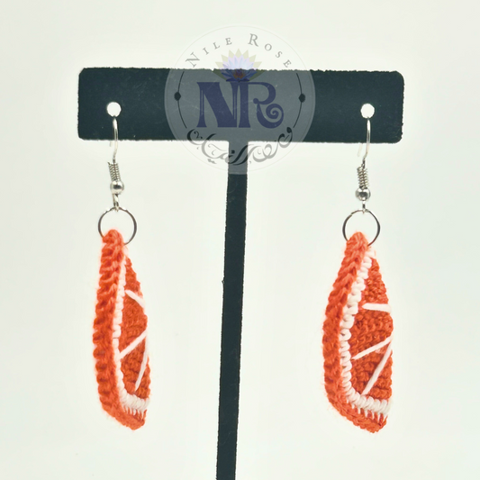 Orange Slice Crochet Earrings