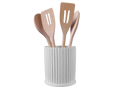 Stoneware Ribbed Utensil Crock Bisqueware
