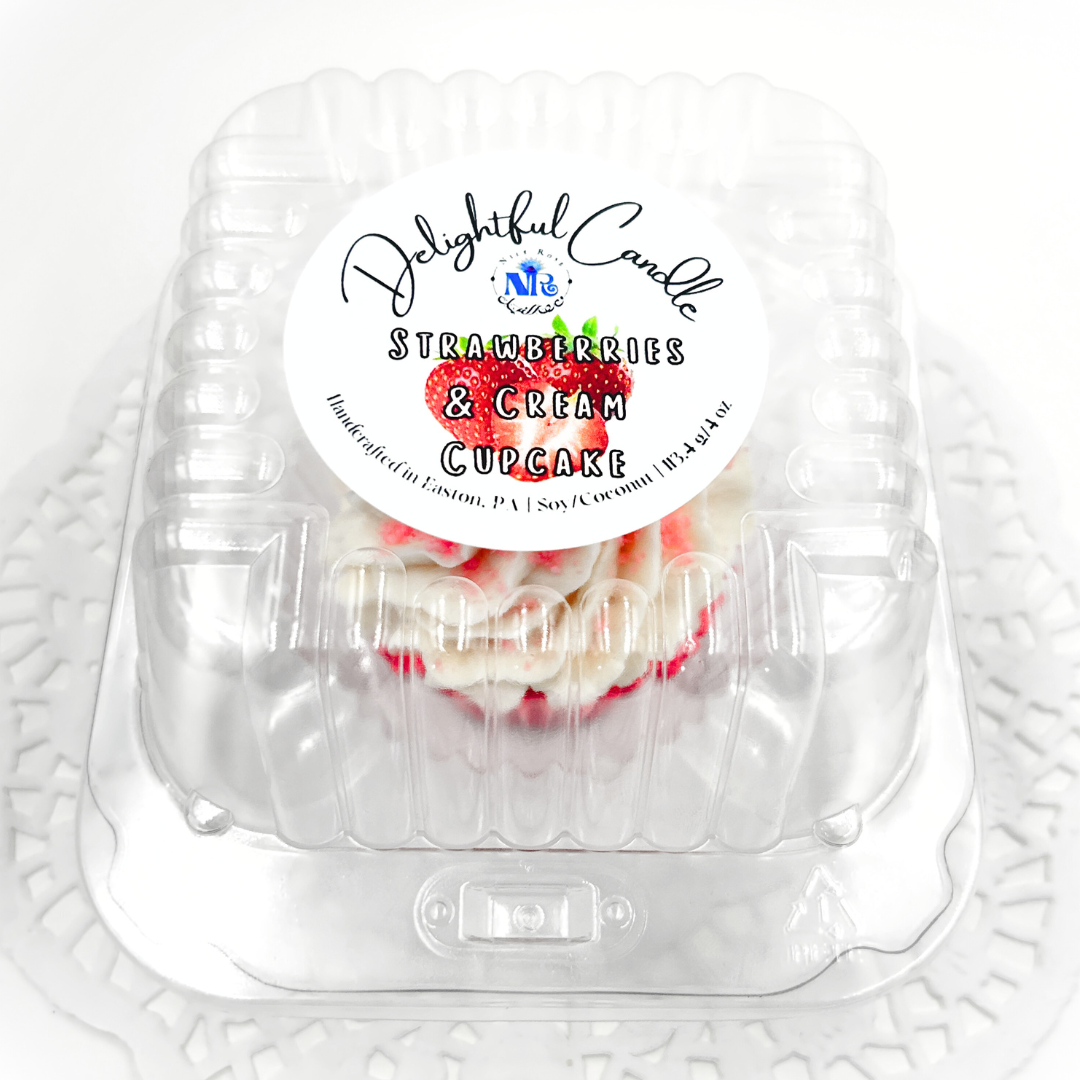 Delightful Strawberries & Cream Cupcake Candle
