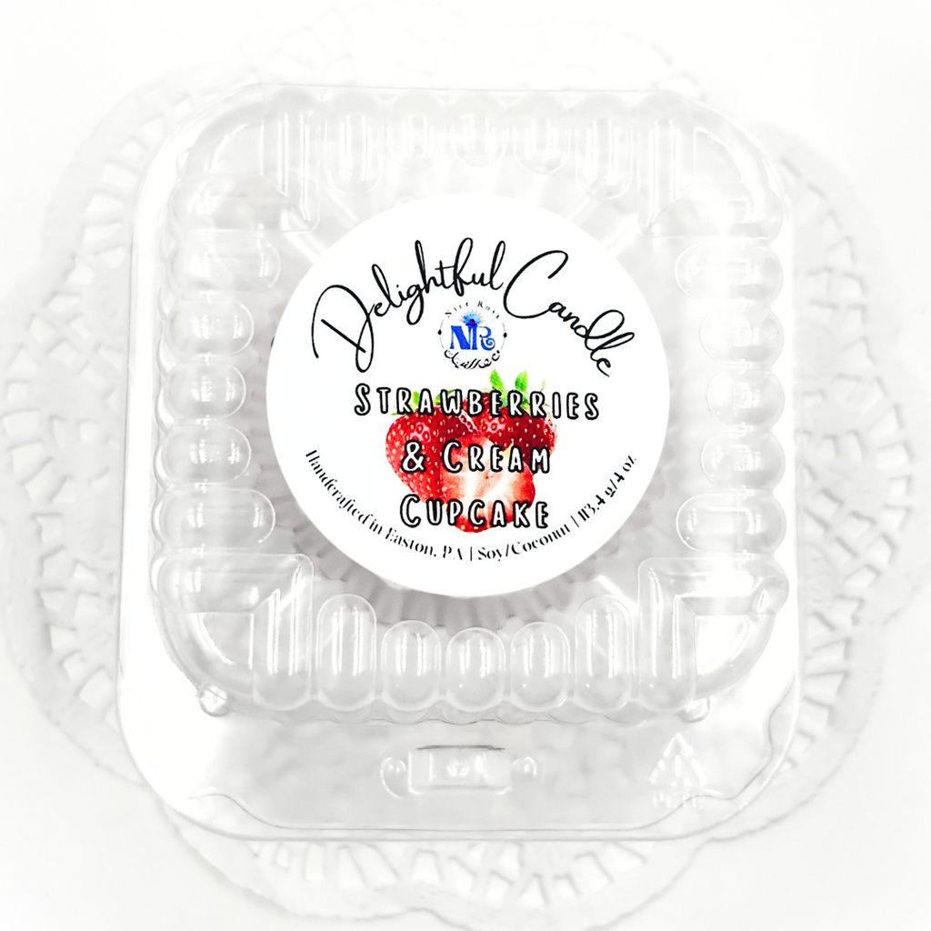 Delightful Strawberries & Cream Cupcake Candle