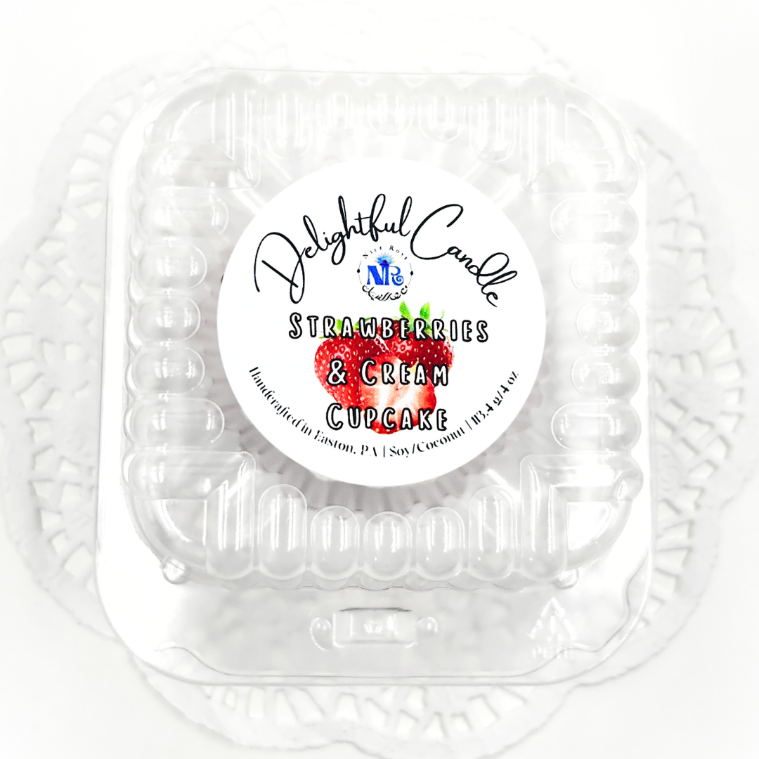 Delightful Strawberries & Cream Cupcake Candle