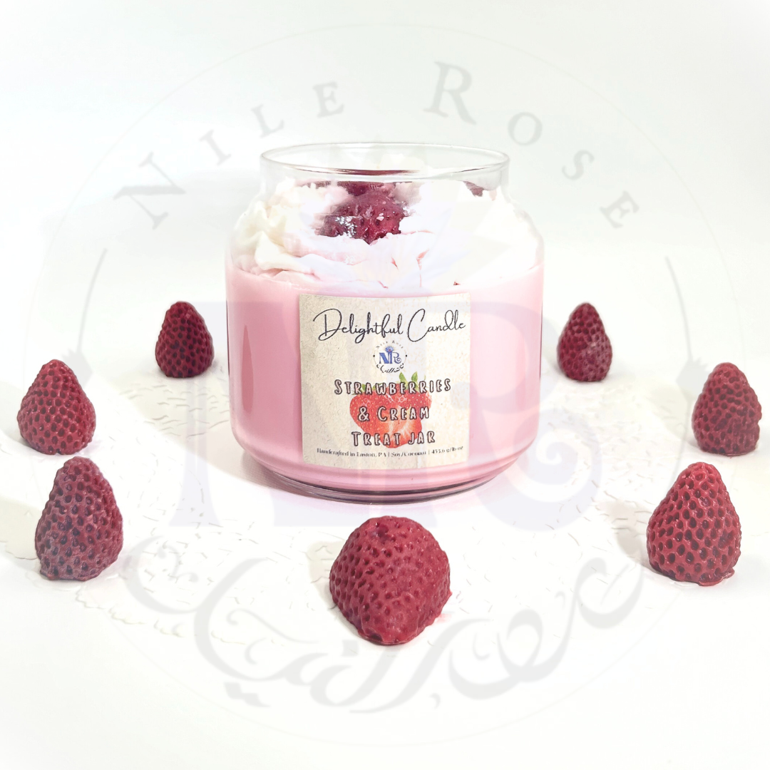 Strawberries & Cream Treat Jar - Delightful Candle