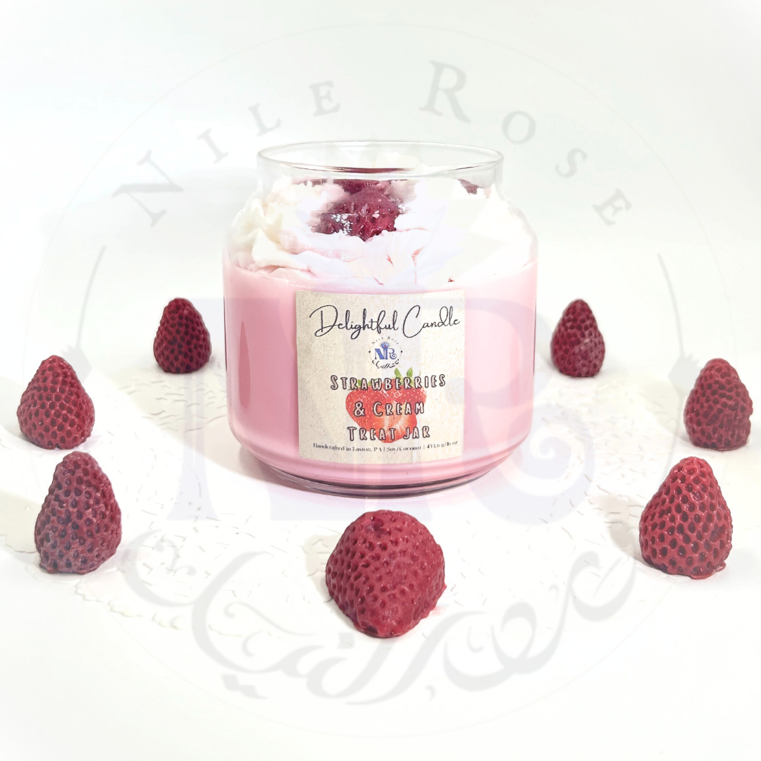 Delightful Strawberries & Cream Treat Jar Candle