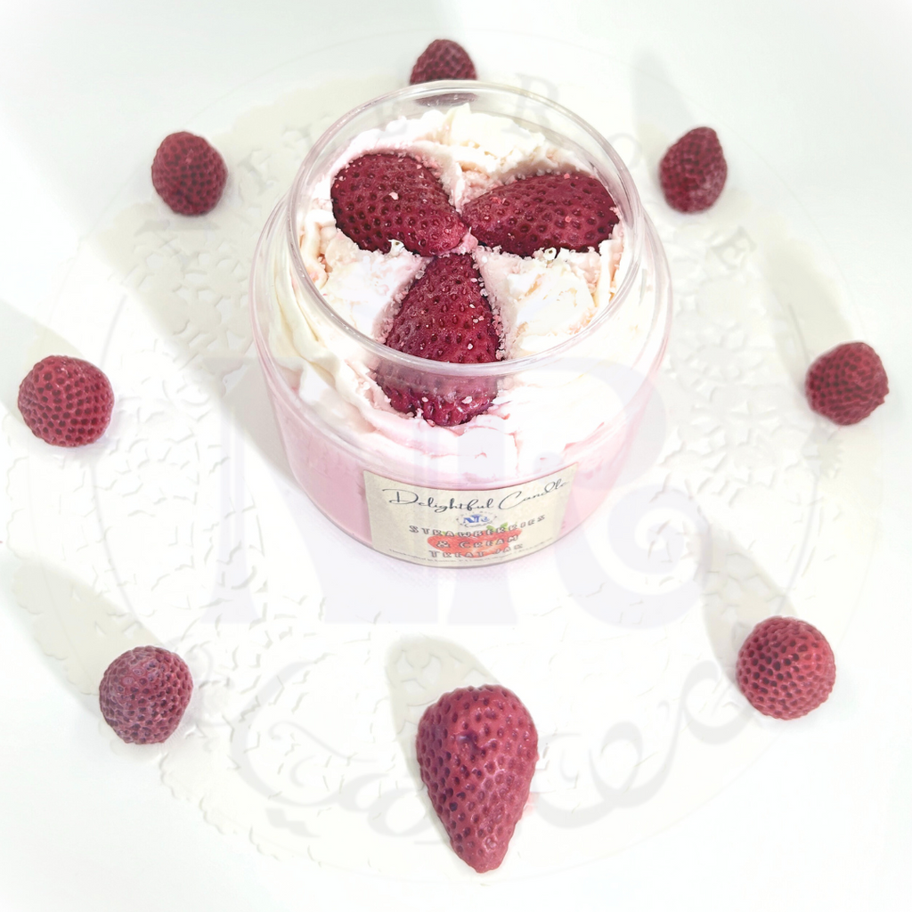 Delightful Strawberries & Cream Treat Jar Candle