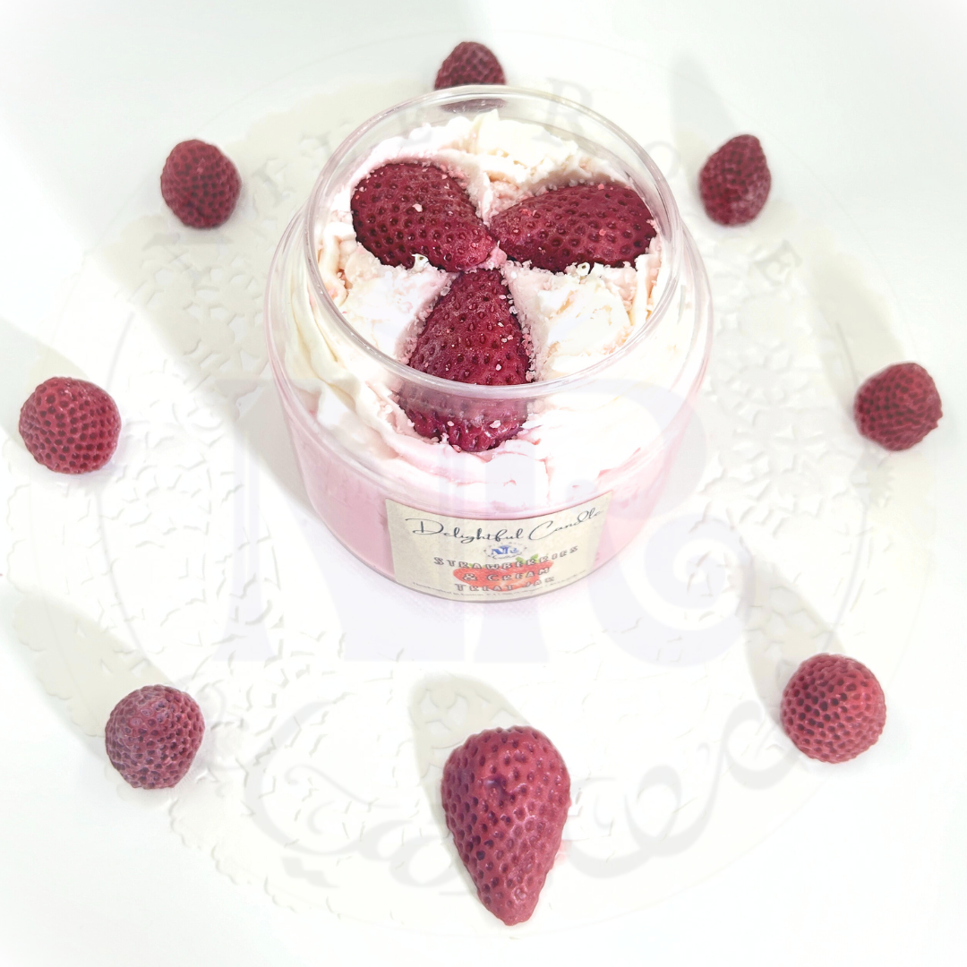 Strawberries & Cream Treat Jar - Delightful Candle