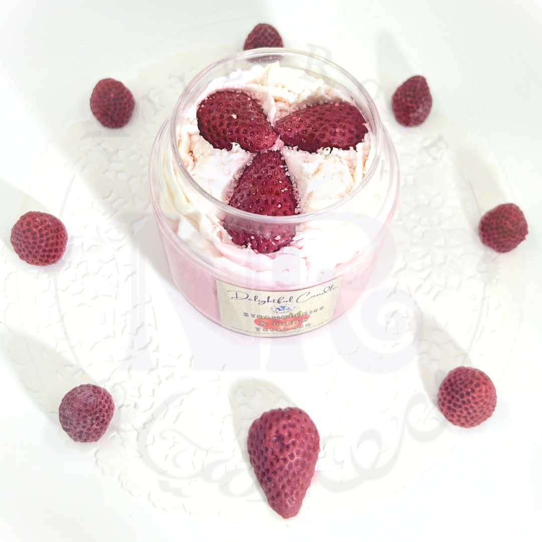 Delightful Strawberries & Cream Treat Jar Candle