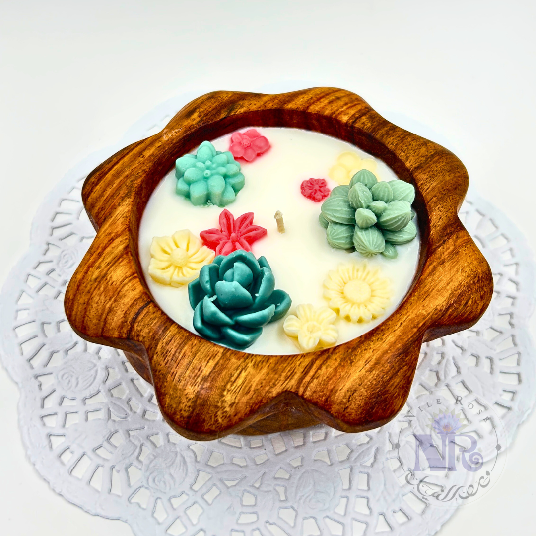Flower Rosewood Bowl Candle