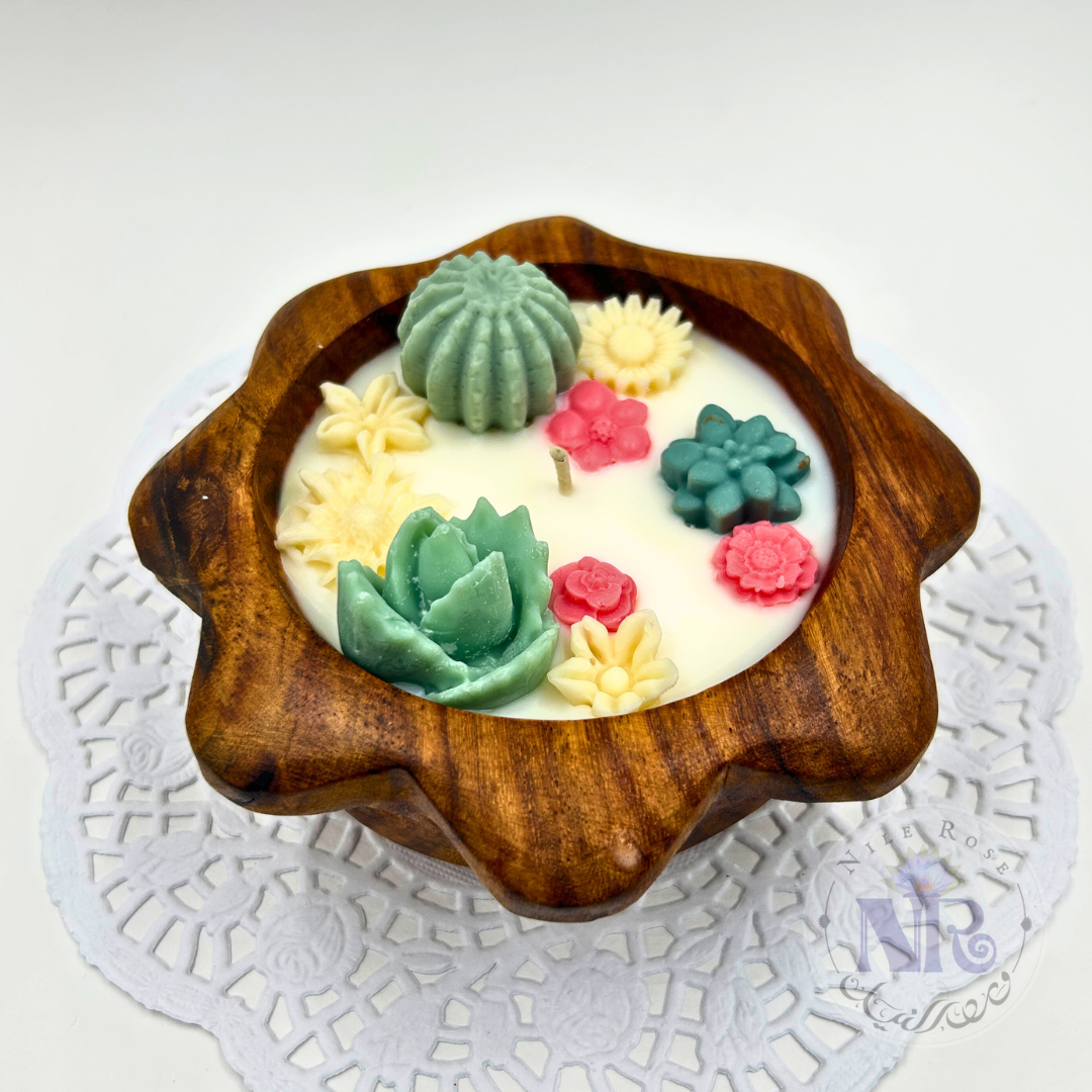 Flower Rosewood Bowl Candle