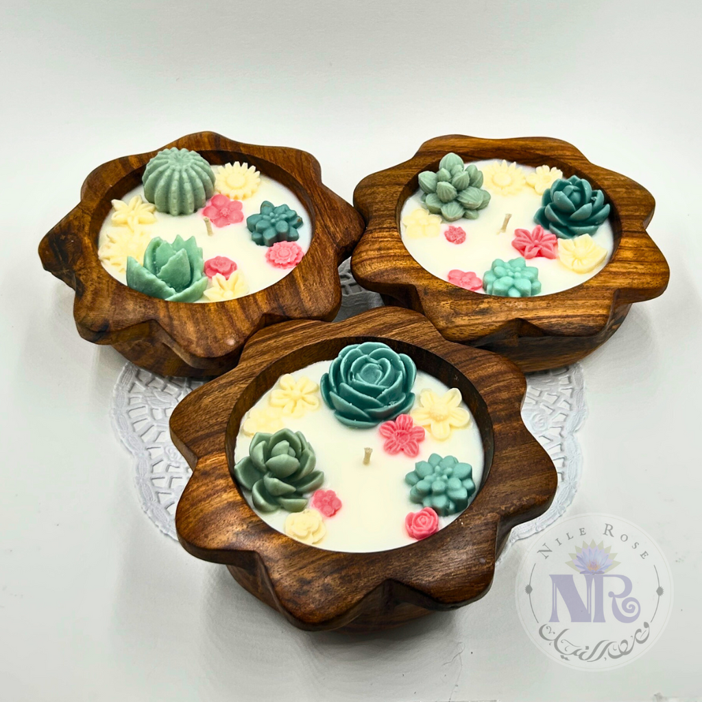 Flower Rosewood Bowl Candle