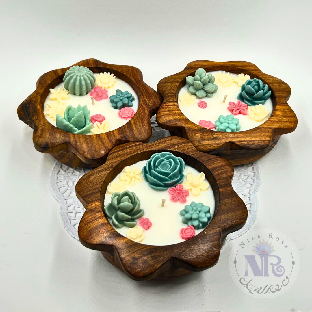 Flower Rosewood Bowl Candle