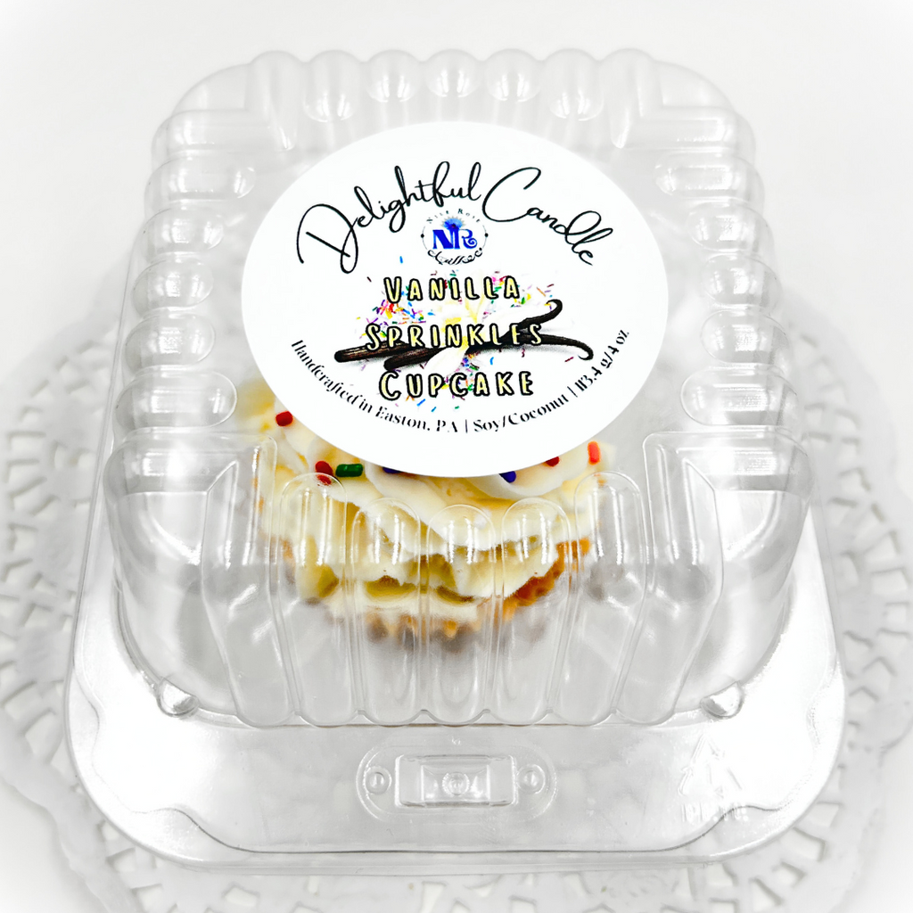 Delightful Vanilla Sprinkles Cupcake Candle