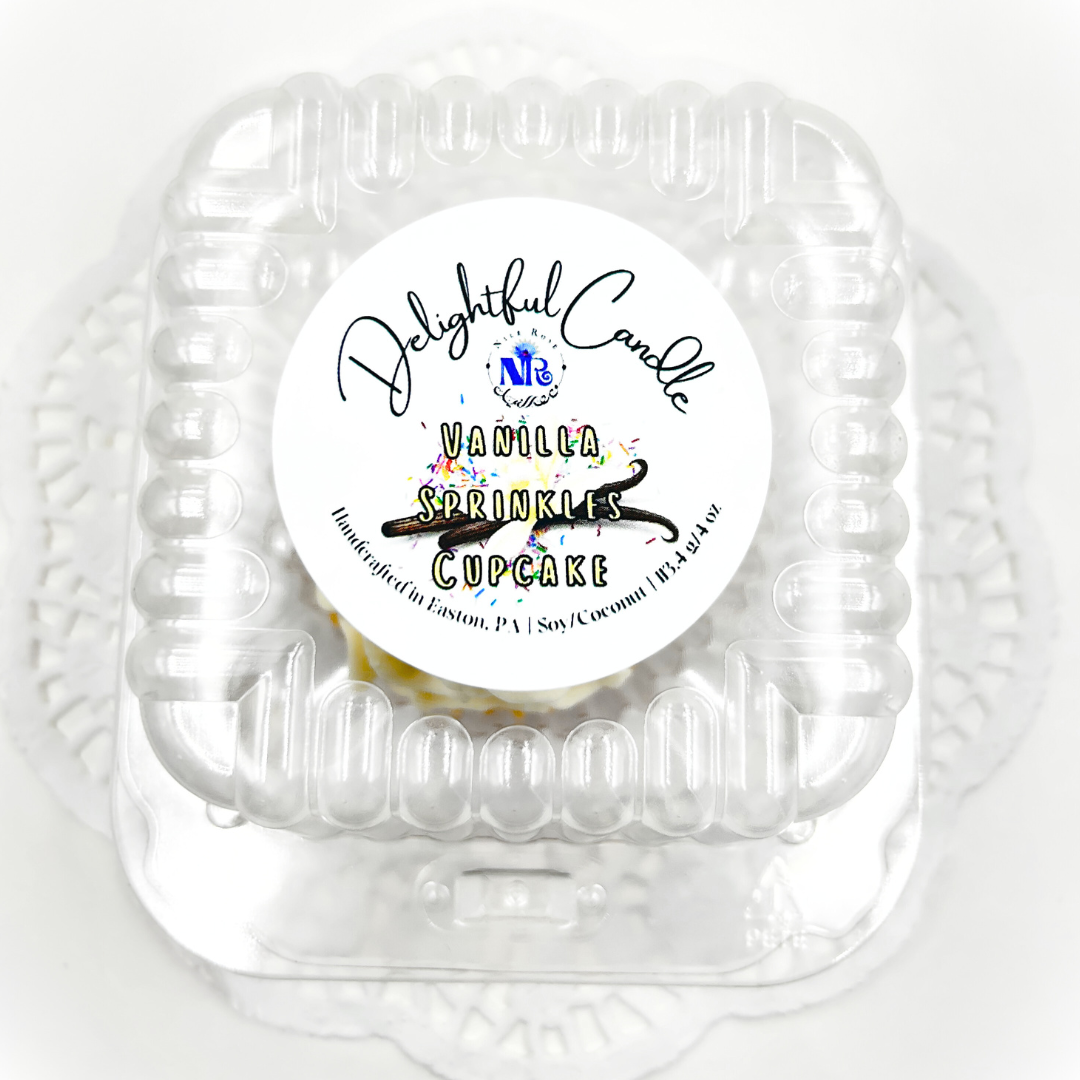 Delightful Vanilla Sprinkles Cupcake Candle