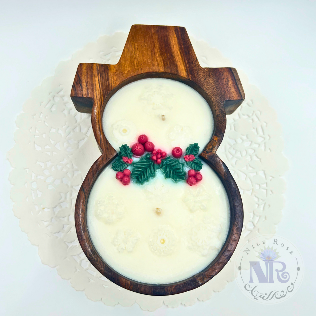 Snowman Rosewood Bowl Candle