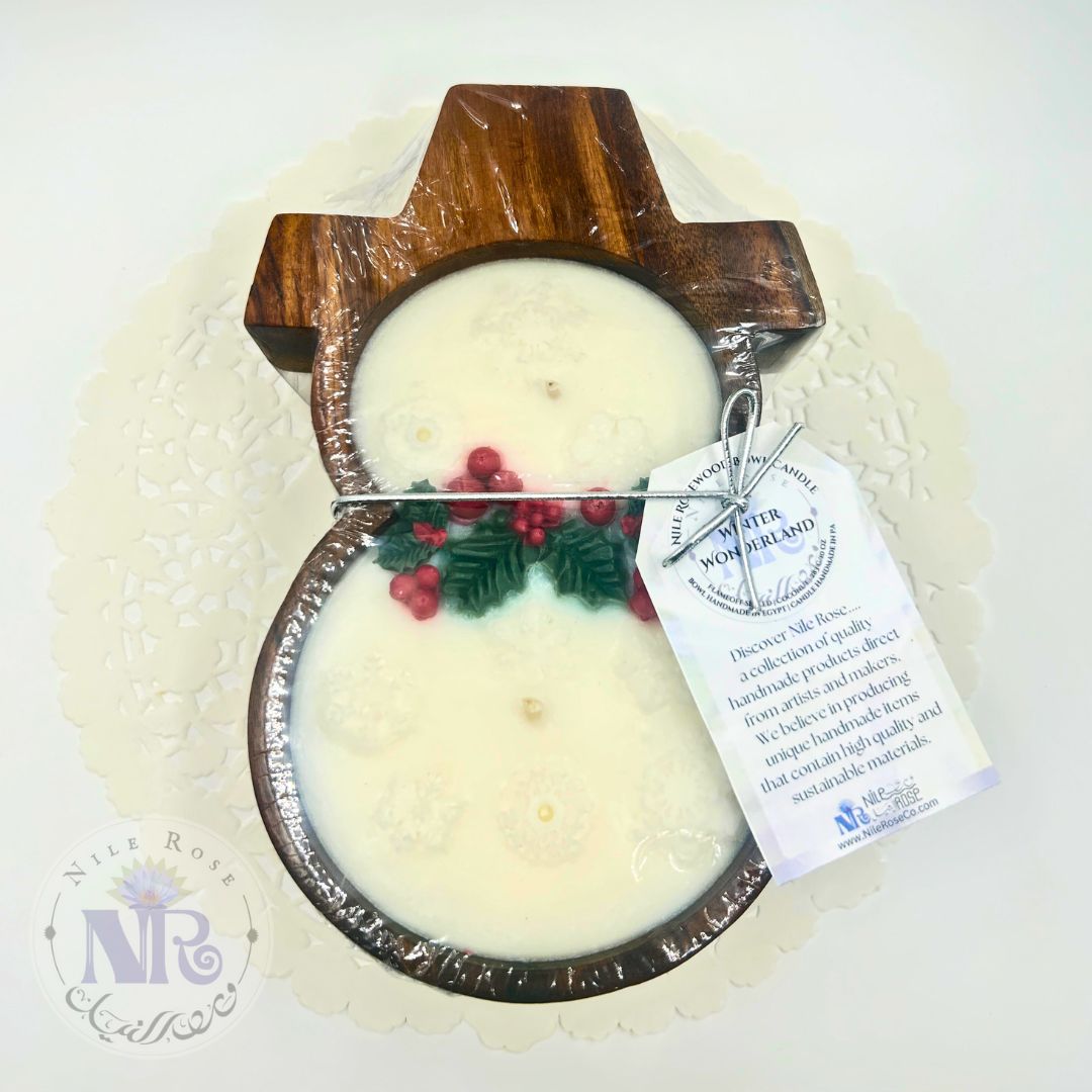 Snowman Rosewood Bowl Candle
