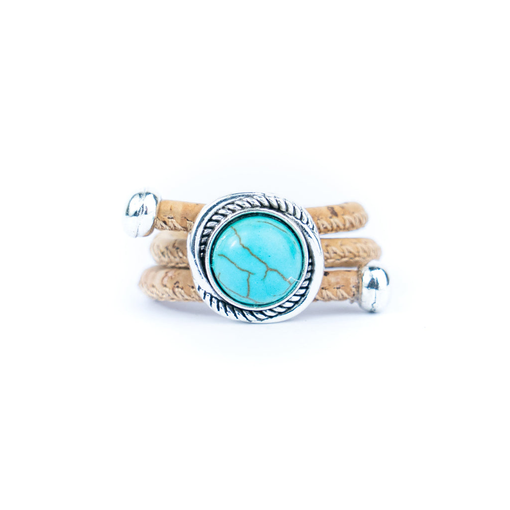 Cork & Ceramic beads handmade bracelet and ring sets