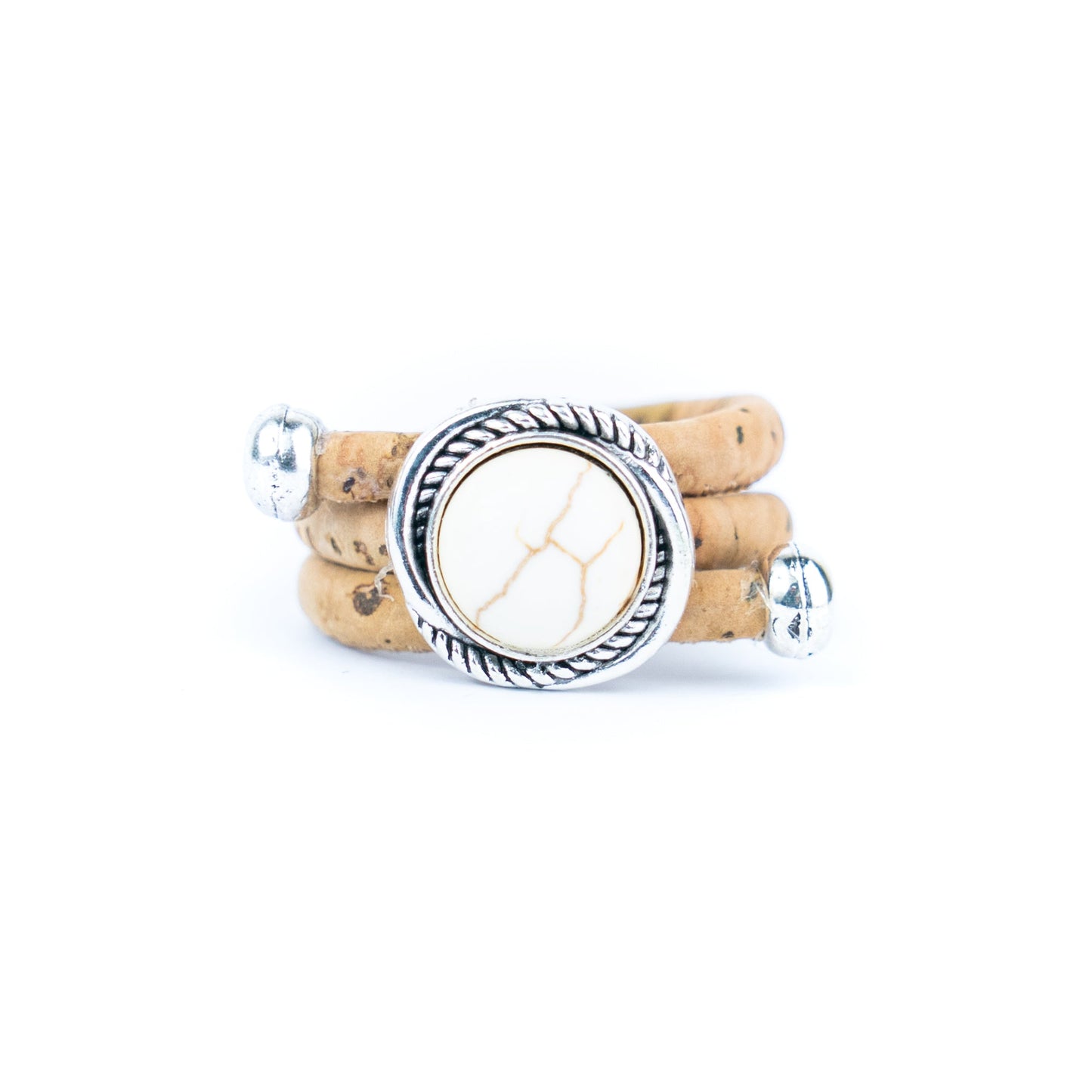 Cork & Ceramic beads handmade bracelet and ring sets