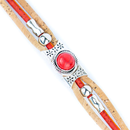 Cork & Ceramic beads handmade bracelet and ring sets