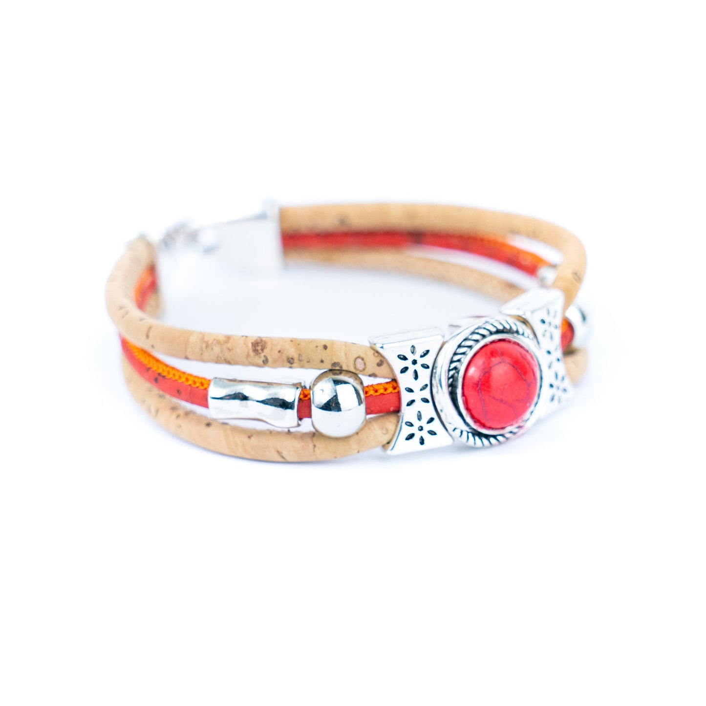 Cork & Ceramic beads handmade bracelet and ring sets