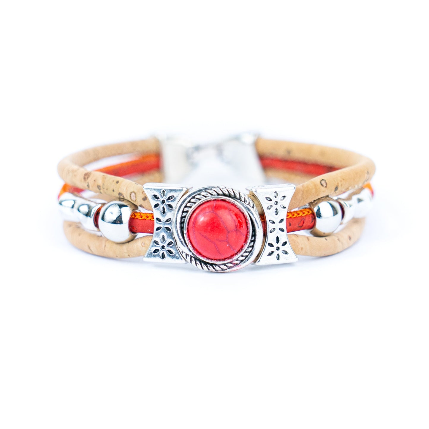 Cork & Ceramic beads handmade bracelet and ring sets