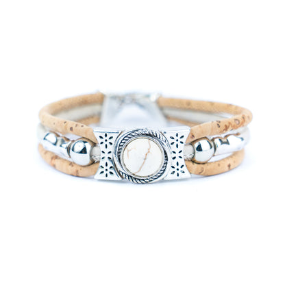 Cork & Ceramic beads handmade bracelet and ring sets