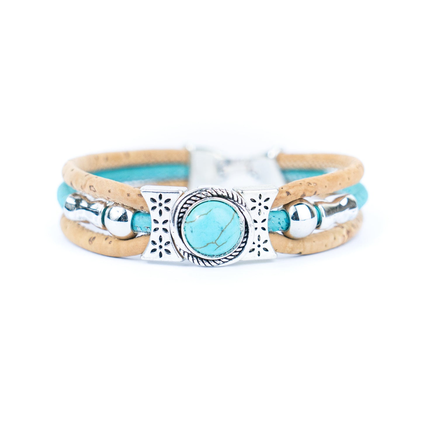 Cork & Ceramic beads handmade bracelet and ring sets