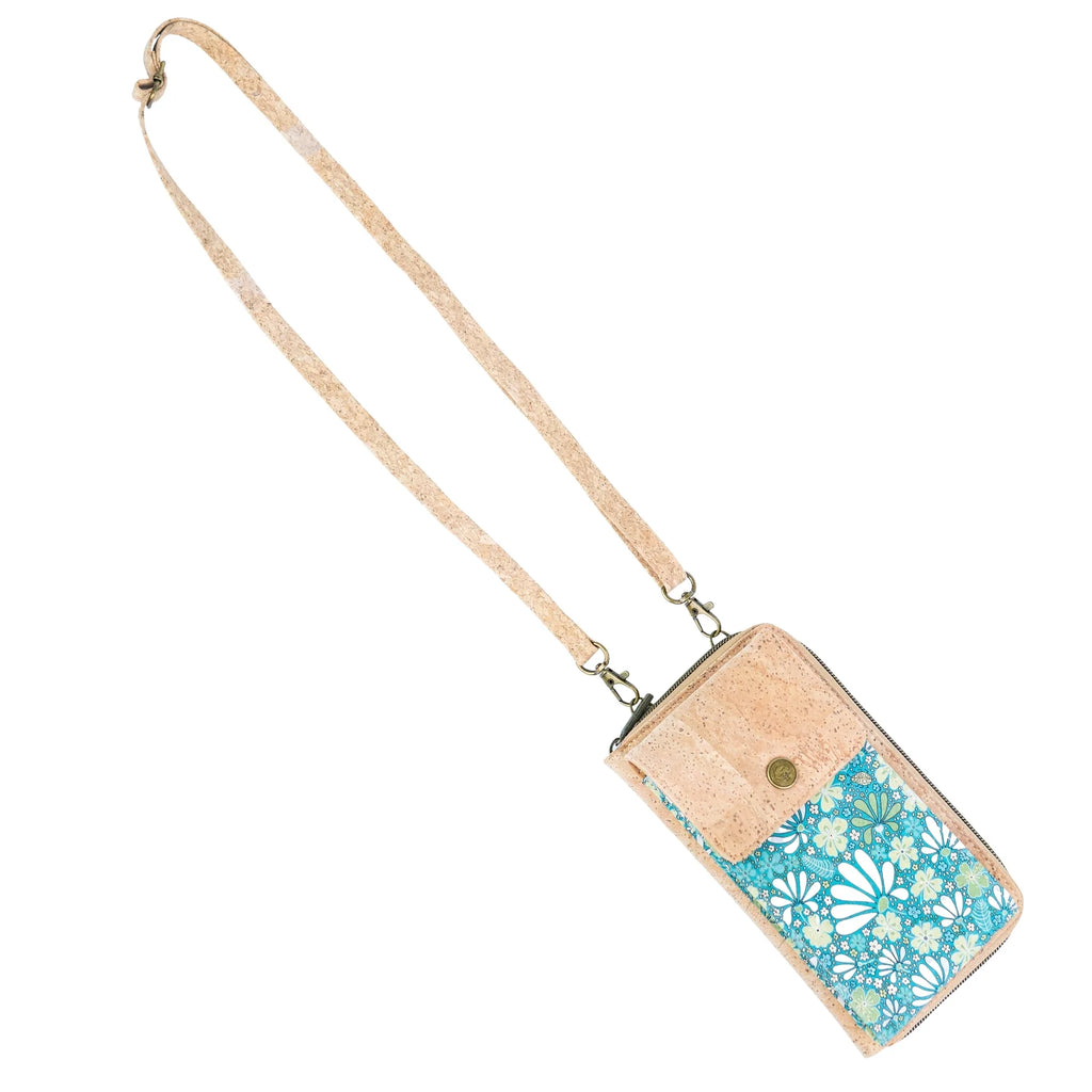 Cork Phone Crossbody Wallet – Floral Print